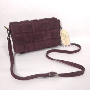 NWT VIOLA CASTELLANI Bordo Suede Padded Woven‎ Crossbody ITALY🇮🇹MADE Burgundy